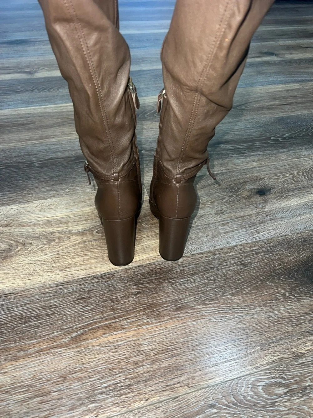 MASSIMO DUTTI OTK Stretch Leather High Heel Boots In Brown 🤎